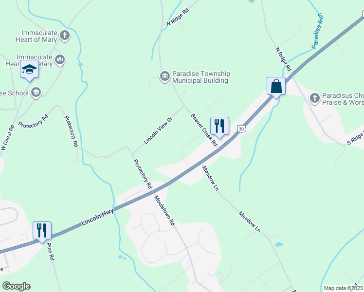 map of restaurants, bars, coffee shops, grocery stores, and more near 7443 Lincoln Highway in Thomasville