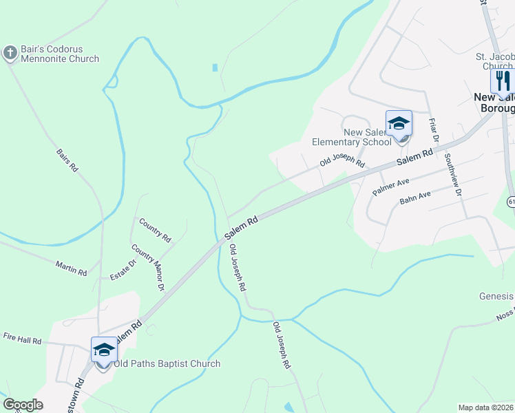 map of restaurants, bars, coffee shops, grocery stores, and more near 3858 Joseph Road in York