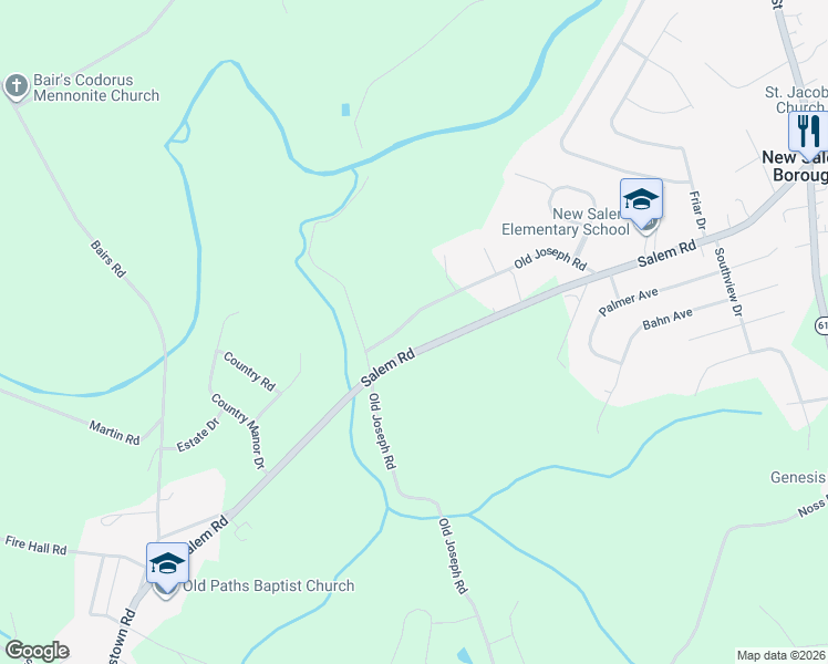 map of restaurants, bars, coffee shops, grocery stores, and more near 3858 Joseph Road in York