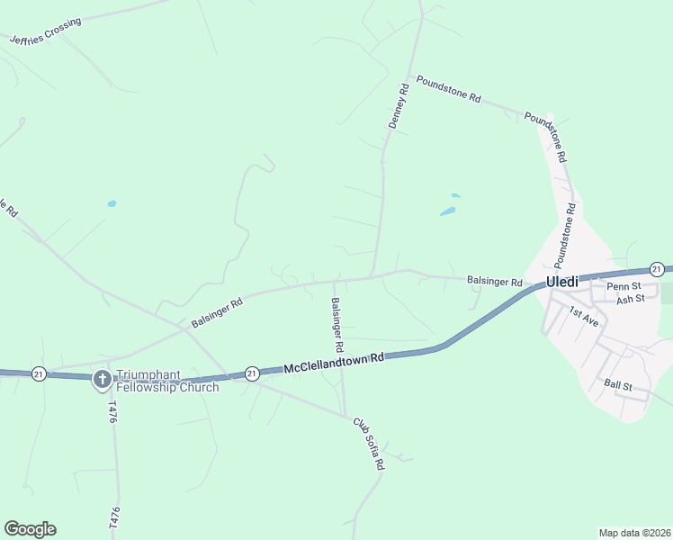 map of restaurants, bars, coffee shops, grocery stores, and more near 326 Denney Road in Uniontown