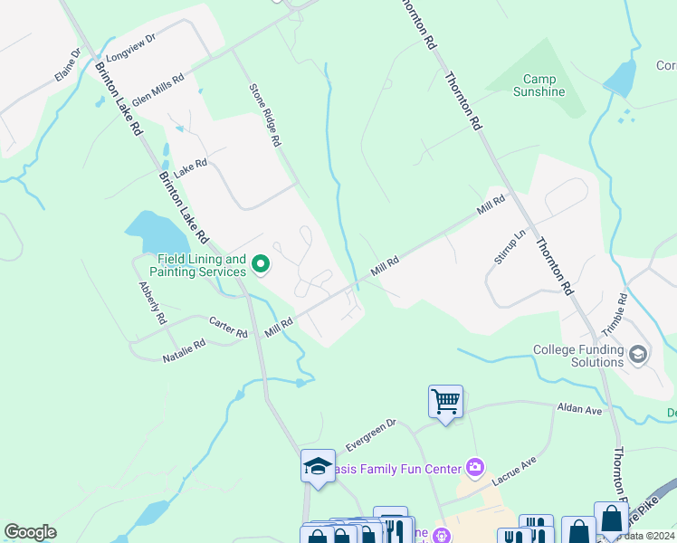 map of restaurants, bars, coffee shops, grocery stores, and more near 9 Millview Court in Thornton