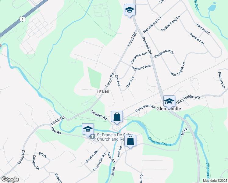 map of restaurants, bars, coffee shops, grocery stores, and more near 5 Reservation Trail in Media