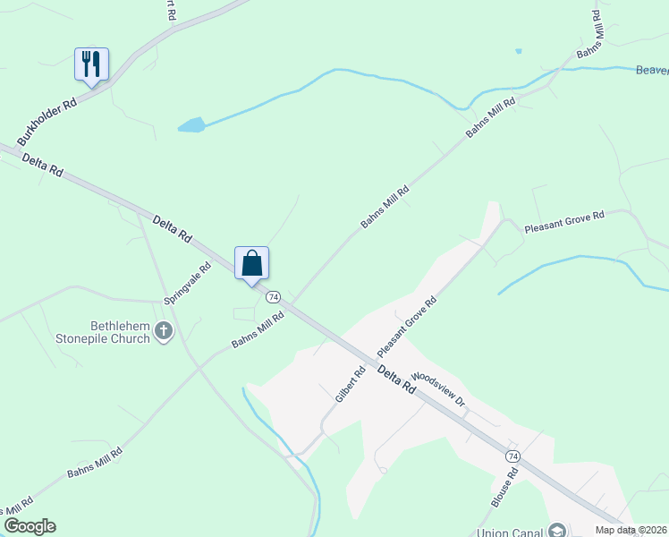 map of restaurants, bars, coffee shops, grocery stores, and more near 615 Bahns Mill Rd in Red Lion