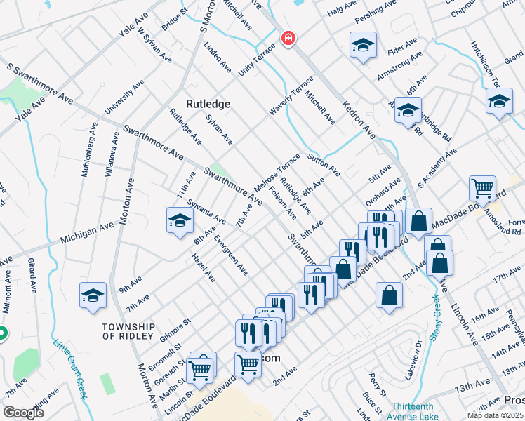 map of restaurants, bars, coffee shops, grocery stores, and more near 615 Swarthmore Avenue in Folsom