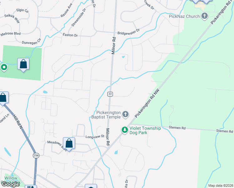map of restaurants, bars, coffee shops, grocery stores, and more near 8456 Cameron Court Northwest in Pickerington