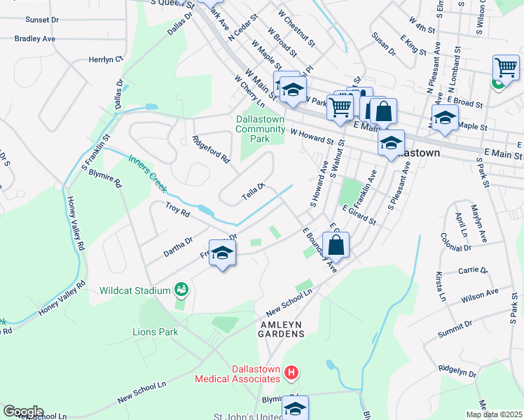 map of restaurants, bars, coffee shops, grocery stores, and more near 336 Frederick Drive in Dallastown