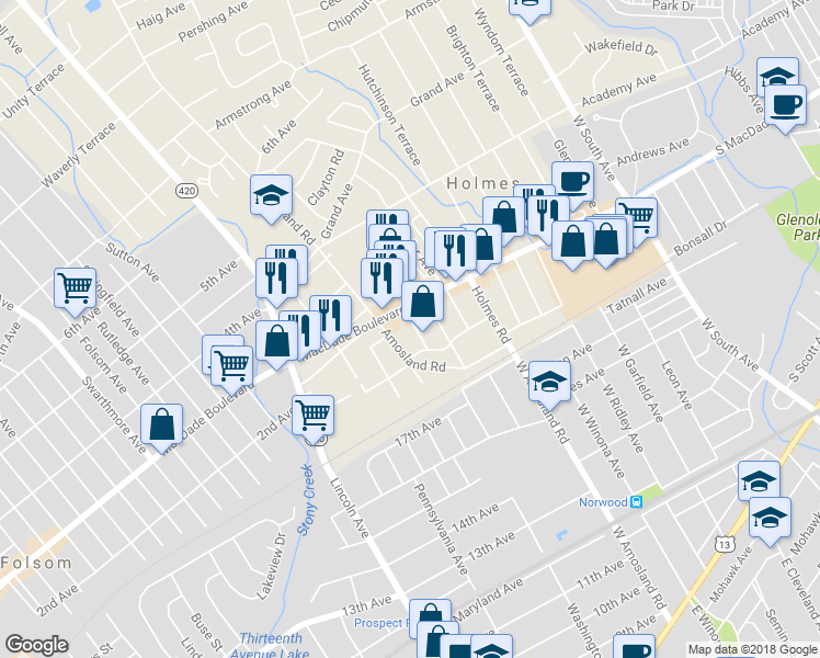 map of restaurants, bars, coffee shops, grocery stores, and more near 217 Stanbridge Road in Holmes