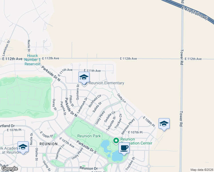 map of restaurants, bars, coffee shops, grocery stores, and more near 11023 Sedalia Way in Commerce City