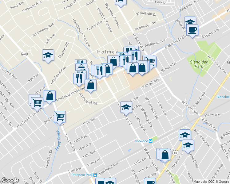 map of restaurants, bars, coffee shops, grocery stores, and more near 200 Holmes Rd in Holmes