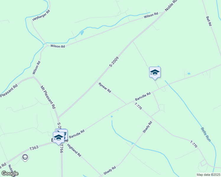 map of restaurants, bars, coffee shops, grocery stores, and more near 141 Rynear Rd in Christiana