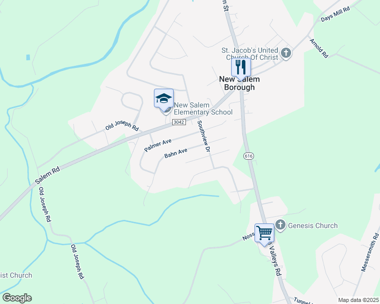 map of restaurants, bars, coffee shops, grocery stores, and more near 4050 Bahn Avenue in York
