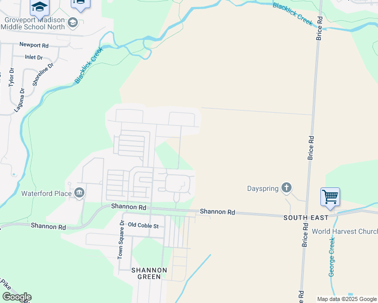 map of restaurants, bars, coffee shops, grocery stores, and more near 5654 Celtic Sea Lane in Canal Winchester
