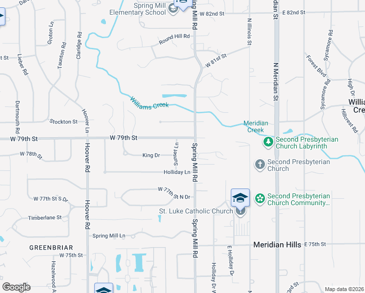 map of restaurants, bars, coffee shops, grocery stores, and more near 7871 Sunset Lane in Indianapolis