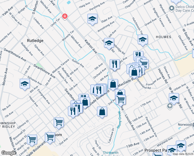 map of restaurants, bars, coffee shops, grocery stores, and more near 1702 Orchard Avenue in Folsom