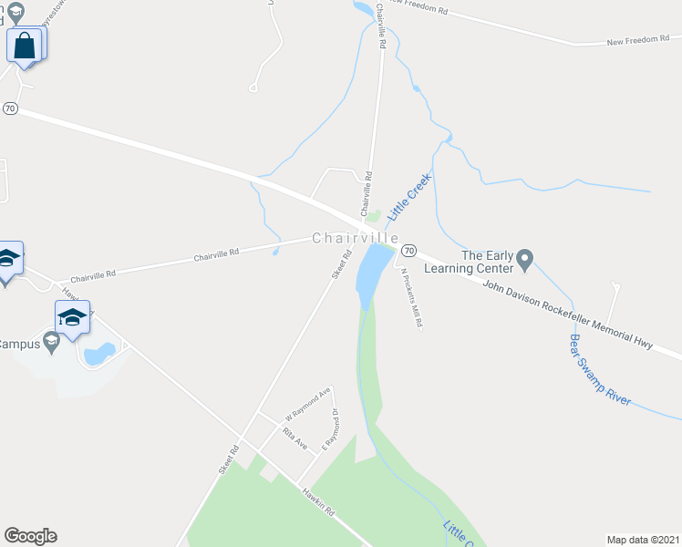 map of restaurants, bars, coffee shops, grocery stores, and more near 166 Skeet Road in Medford