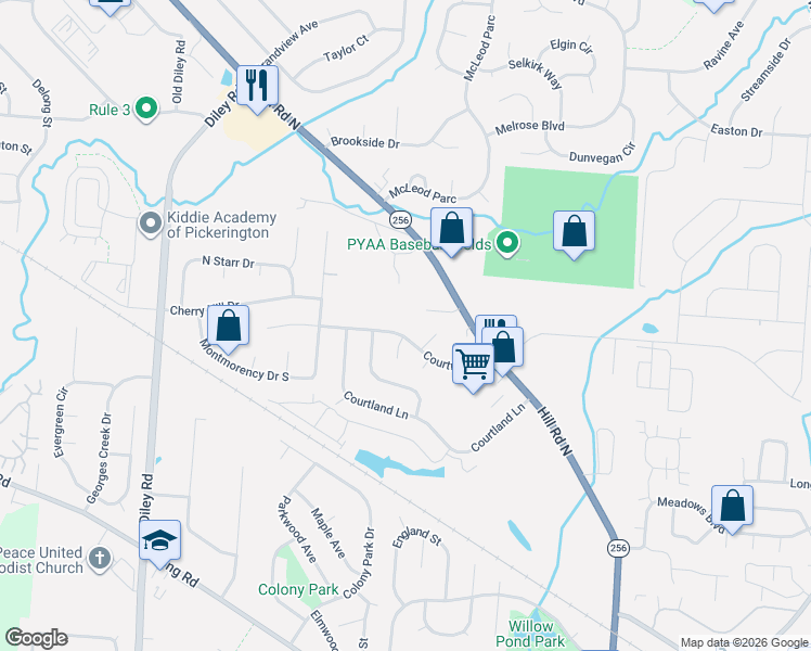 map of restaurants, bars, coffee shops, grocery stores, and more near 472 Courtright Drive in Pickerington