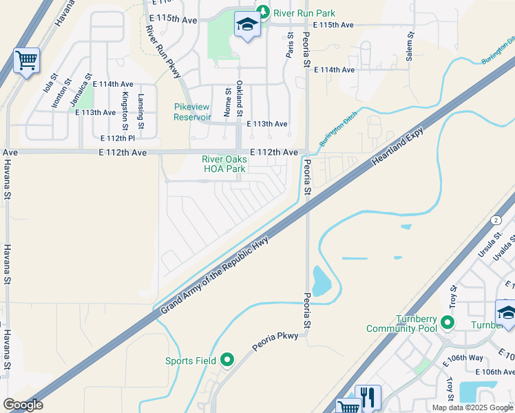 map of restaurants, bars, coffee shops, grocery stores, and more near 11015 Oakland Drive in Henderson