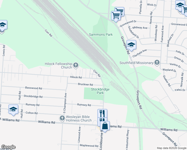 map of restaurants, bars, coffee shops, grocery stores, and more near 2 Hilock Road in Columbus