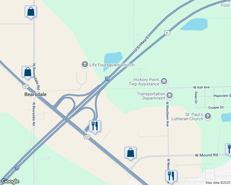 map of restaurants, bars, coffee shops, grocery stores, and more near 2521 Ash Avenue in Decatur