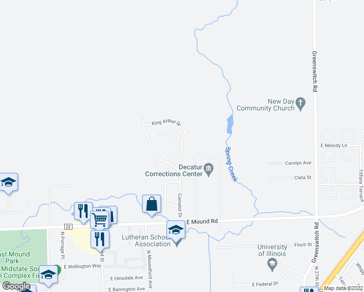 map of restaurants, bars, coffee shops, grocery stores, and more near 4033 Nottingham Drive in Decatur