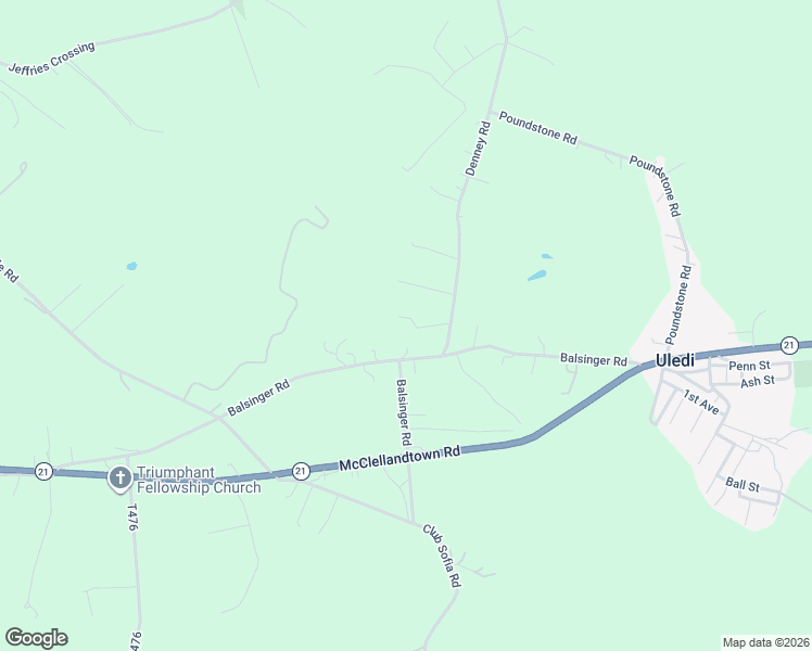 map of restaurants, bars, coffee shops, grocery stores, and more near 326 Denney Rd in Uniontown