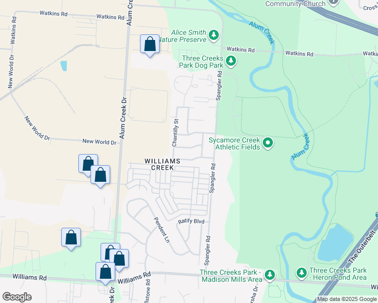 map of restaurants, bars, coffee shops, grocery stores, and more near 2862 Palisades Avenue in Columbus