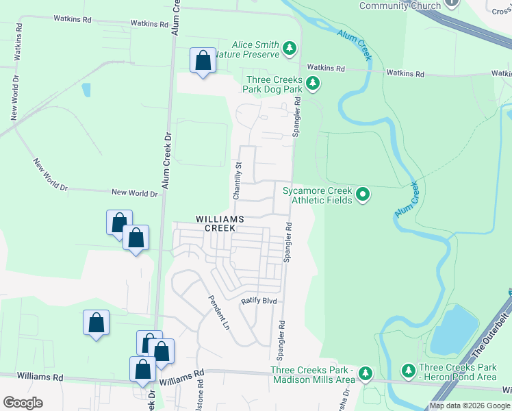 map of restaurants, bars, coffee shops, grocery stores, and more near 2862 Palisades Avenue in Columbus