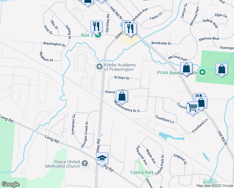 map of restaurants, bars, coffee shops, grocery stores, and more near 699 Cherry Hill Drive in Pickerington