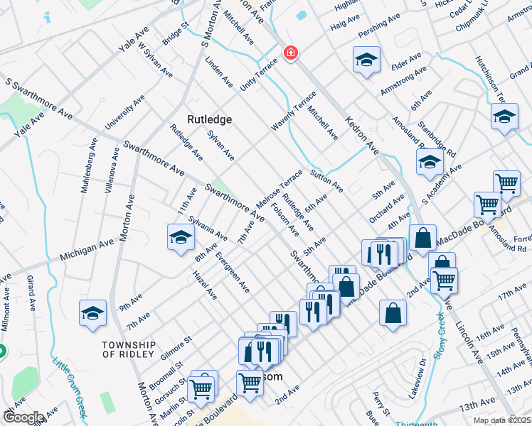 map of restaurants, bars, coffee shops, grocery stores, and more near 632 Swarthmore Avenue in Folsom
