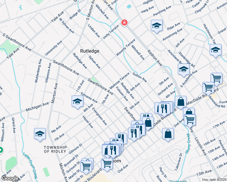 map of restaurants, bars, coffee shops, grocery stores, and more near 632 Swarthmore Avenue in Folsom