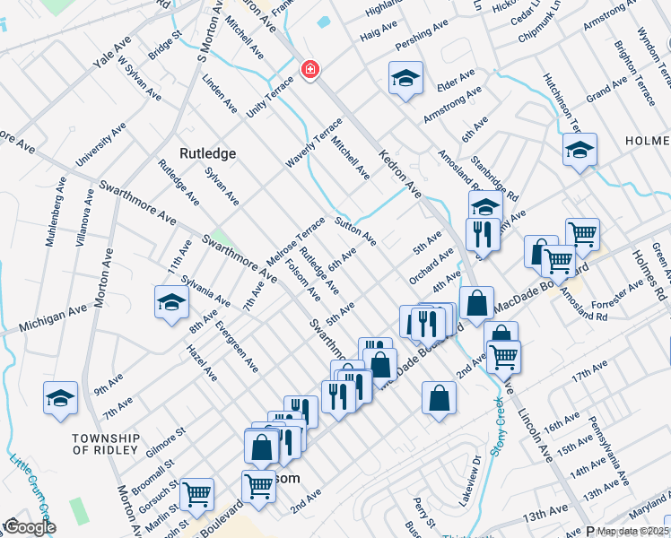 map of restaurants, bars, coffee shops, grocery stores, and more near 537 6th Avenue in Folsom