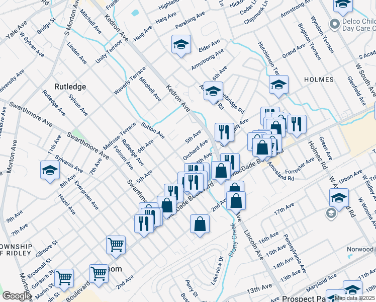 map of restaurants, bars, coffee shops, grocery stores, and more near 1711 Orchard Avenue in Folsom