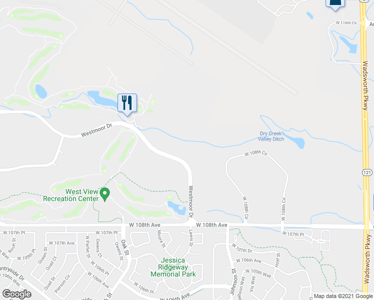 map of restaurants, bars, coffee shops, grocery stores, and more near 10155 Westmoor Drive in Westminster
