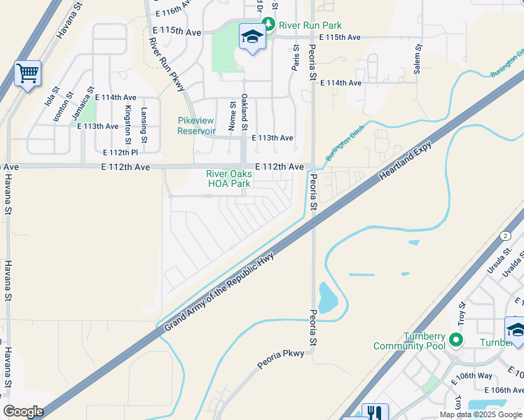 map of restaurants, bars, coffee shops, grocery stores, and more near 11046 Oakland Drive in Henderson