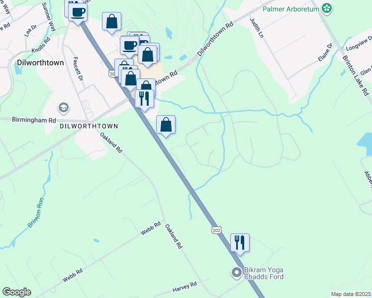 map of restaurants, bars, coffee shops, grocery stores, and more near 52 Old Barn Drive in West Chester
