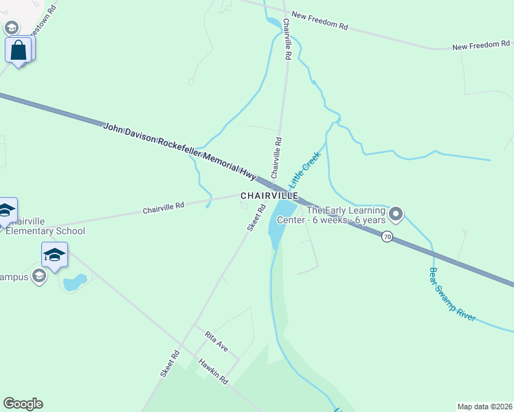 map of restaurants, bars, coffee shops, grocery stores, and more near 102 Chairville Road in Medford