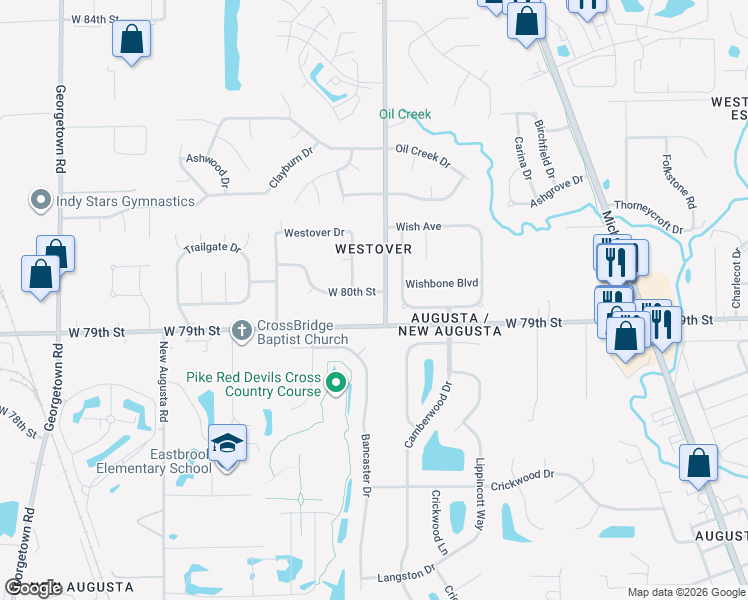map of restaurants, bars, coffee shops, grocery stores, and more near 7932 North Payne Road in Indianapolis