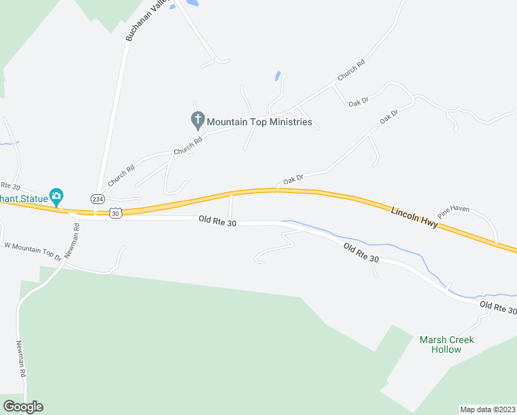 map of restaurants, bars, coffee shops, grocery stores, and more near 3015 Old Route 30 in Orrtanna