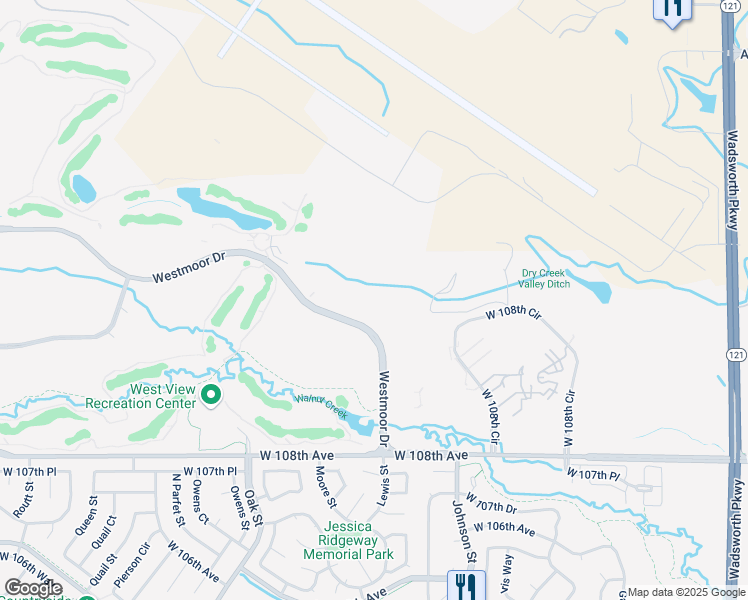 map of restaurants, bars, coffee shops, grocery stores, and more near 10155 Westmoor Drive in Westminster