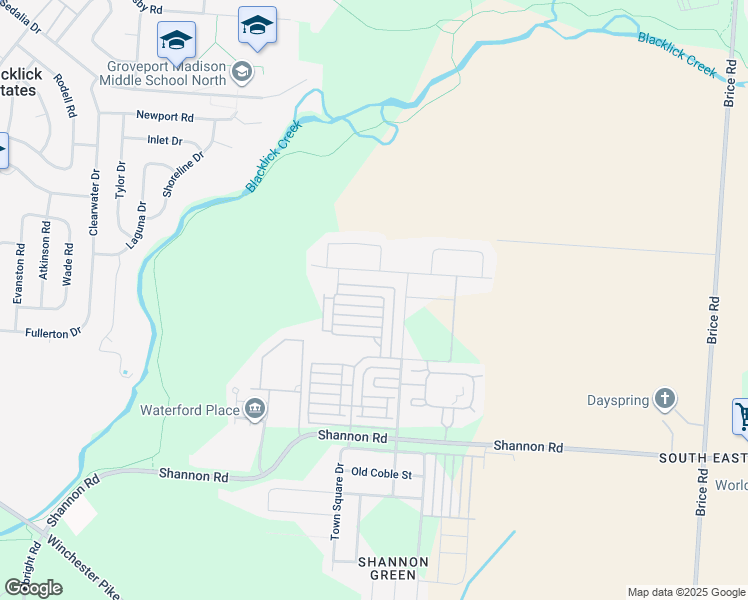 map of restaurants, bars, coffee shops, grocery stores, and more near 5499 Branchville Drive in Canal Winchester