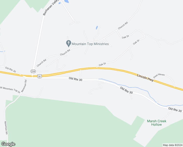 map of restaurants, bars, coffee shops, grocery stores, and more near 3015 Old Route 30 in Orrtanna