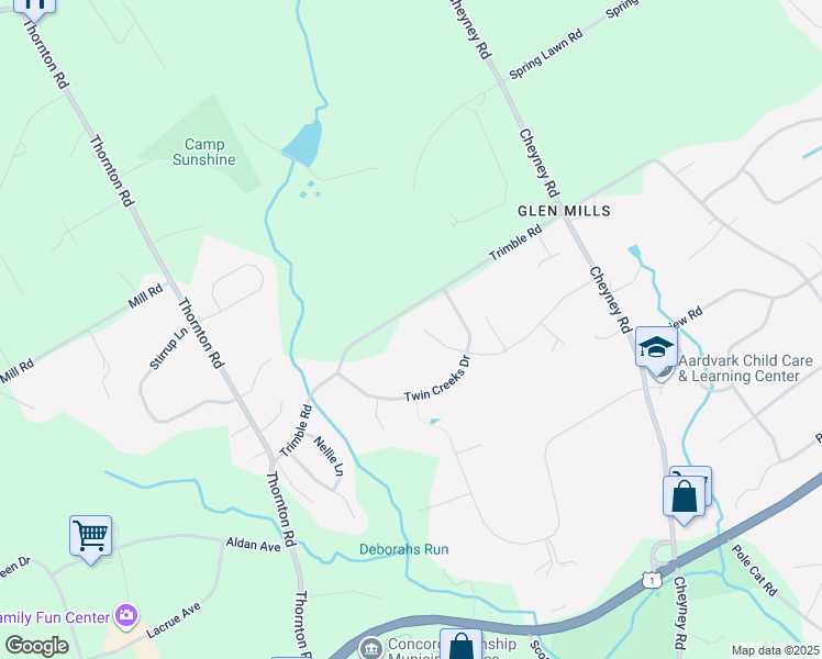 map of restaurants, bars, coffee shops, grocery stores, and more near 10 Benjamin Lane in Delaware County