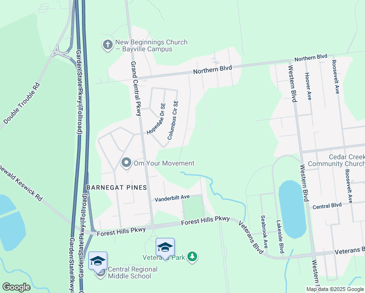 map of restaurants, bars, coffee shops, grocery stores, and more near 500 Woodhaven Boulevard Southeast in Berkeley Township