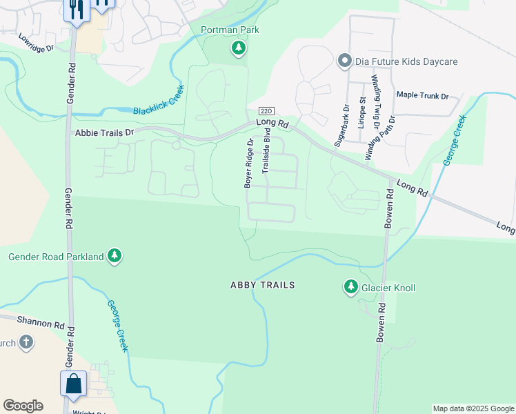 map of restaurants, bars, coffee shops, grocery stores, and more near 6819 Willow Bloom Drive in Canal Winchester