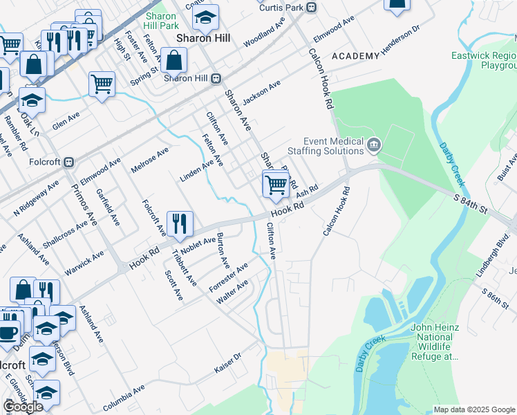 map of restaurants, bars, coffee shops, grocery stores, and more near 1012 Clifton Avenue in Sharon Hill