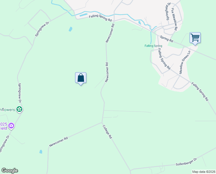 map of restaurants, bars, coffee shops, grocery stores, and more near 1756 Newcomer Road in Chambersburg
