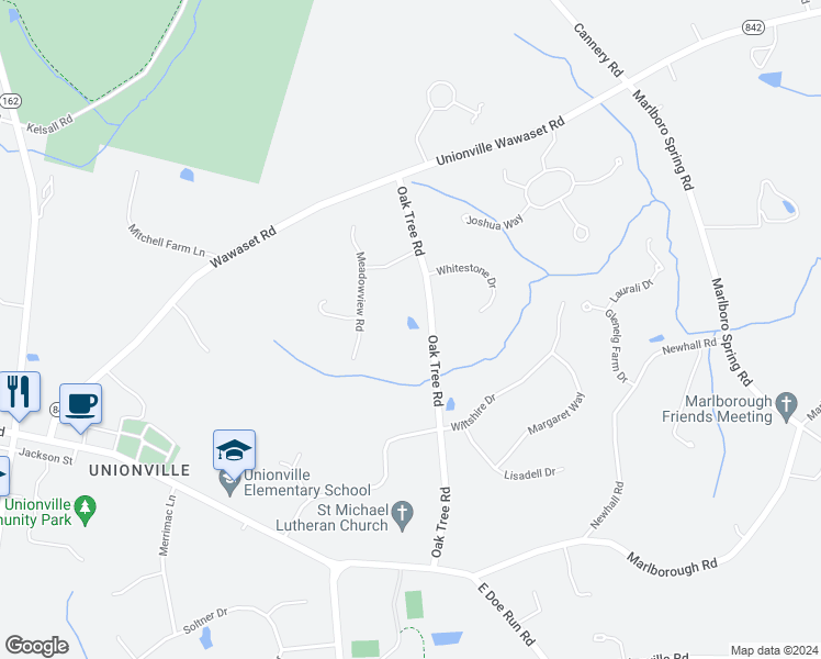 map of restaurants, bars, coffee shops, grocery stores, and more near 835 Oak Tree Road in Kennett Square