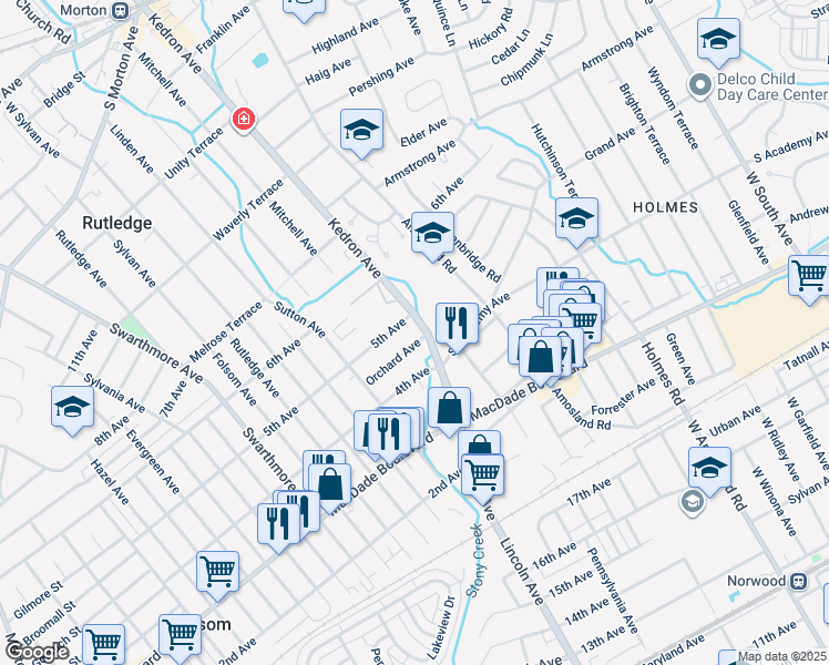 map of restaurants, bars, coffee shops, grocery stores, and more near 475 Kedron Avenue in Folsom