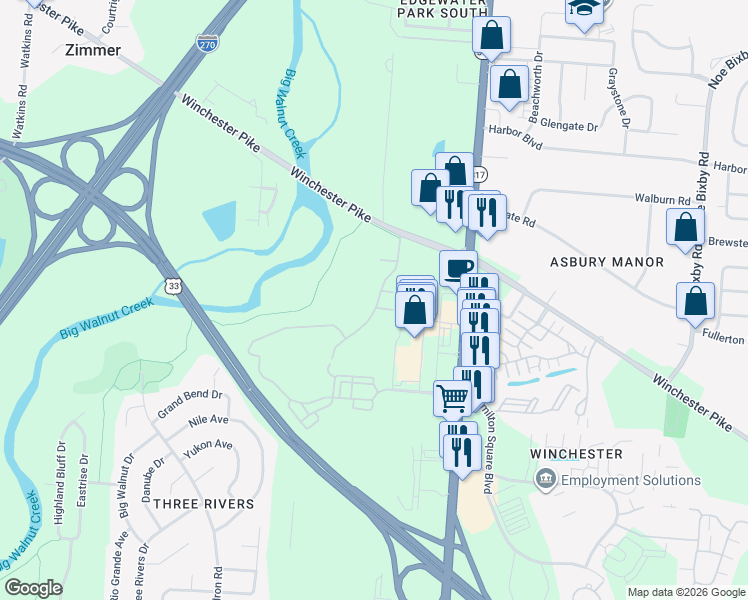 map of restaurants, bars, coffee shops, grocery stores, and more near 3679 Bracknell Forest Drive in Groveport