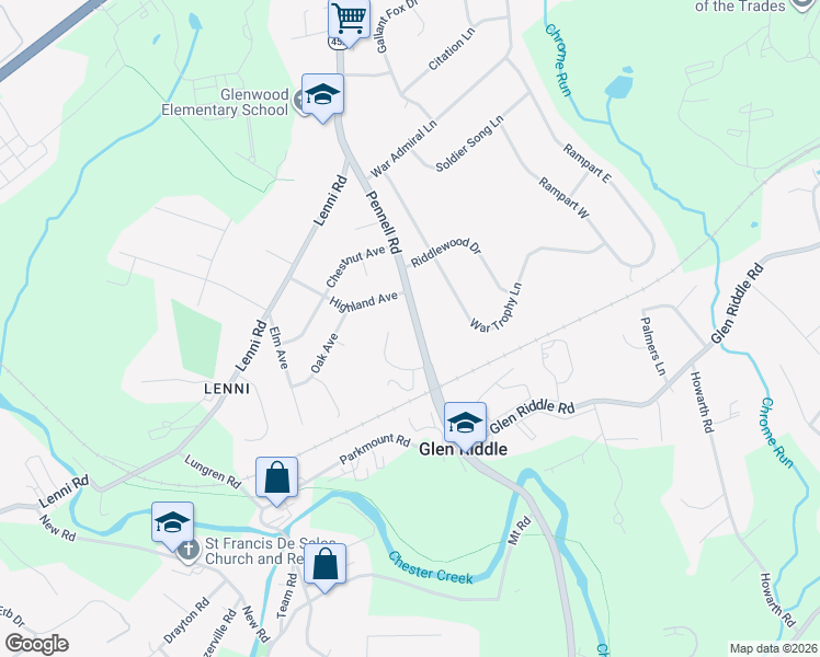 map of restaurants, bars, coffee shops, grocery stores, and more near 19 Laurel Lane in Rose Valley